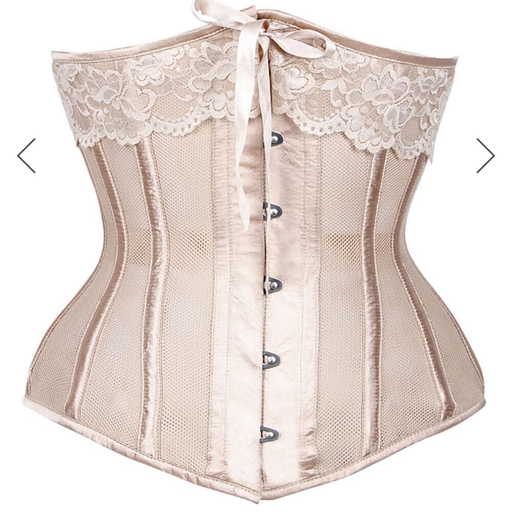 Elegant Lace Trim Corset - Cream Size 22 (fits 2-4)